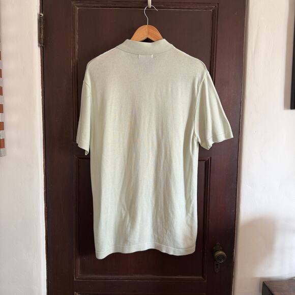 ZARA | Men's Mint Green and Cream Lightweight Knit Collared Shirt Resortwear Med - Picture 2 of 7